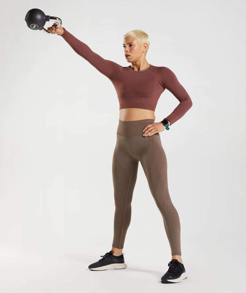 Gymshark Apex Seamless Női Leggings Sötétbarna | HU-W-791