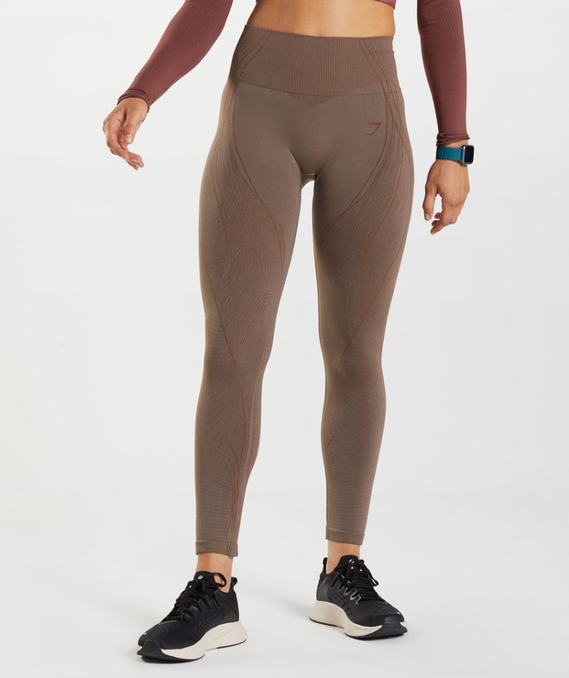 Gymshark Apex Seamless Női Leggings Sötétbarna | HU-W-791