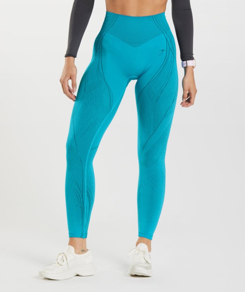 Gymshark Apex Seamless Női Leggings Türkiz | HU-V-630