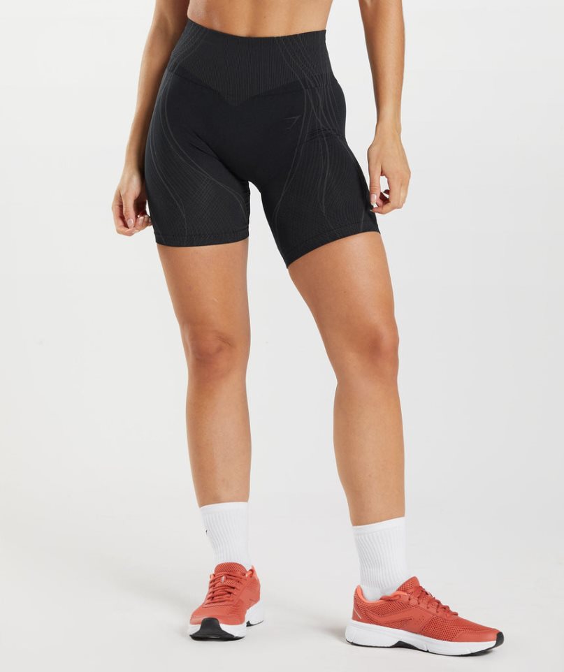 Gymshark Apex Seamless Női Rövidnadrág Fekete | HU-J-753