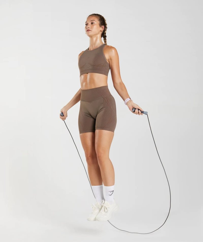 Gymshark Apex Seamless Női Rövidnadrág Sötétbarna | HU-V-164