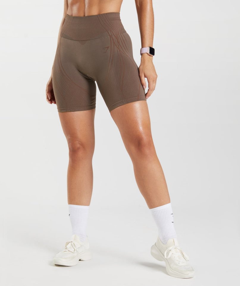 Gymshark Apex Seamless Női Rövidnadrág Sötétbarna | HU-V-164