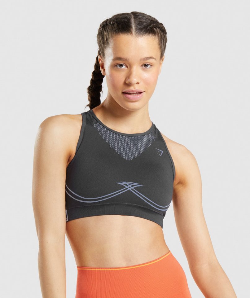 Gymshark Apex Seamless Női Sportmelltartó Fekete | HU-A-523