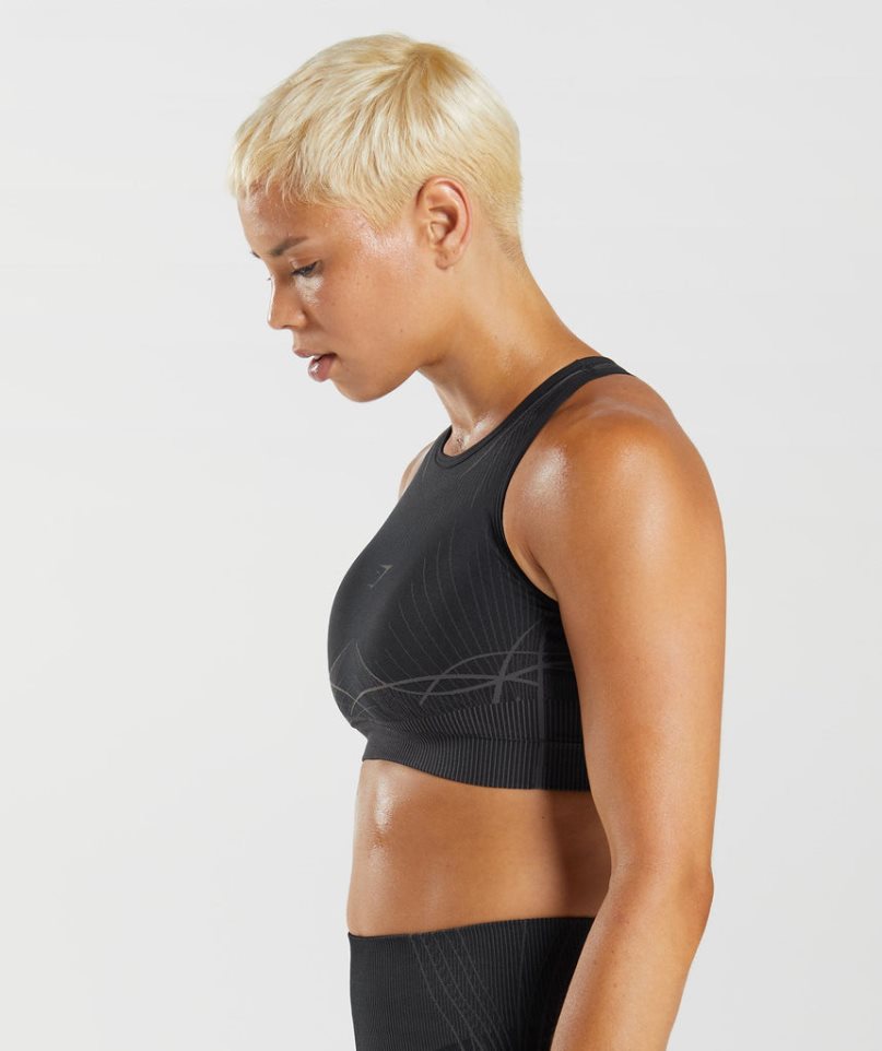 Gymshark Apex Seamless Női Sportmelltartó Fekete | HU-G-289