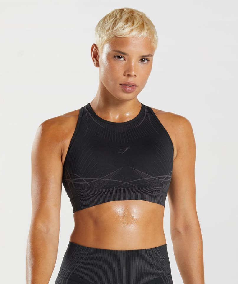 Gymshark Apex Seamless Női Sportmelltartó Fekete | HU-G-289