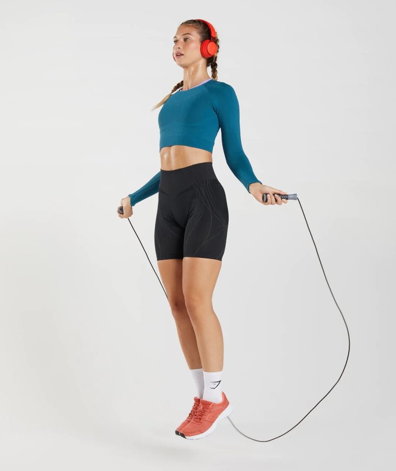 Gymshark Apex Seamless Női Vágott Felsők Kék | HU-D-537