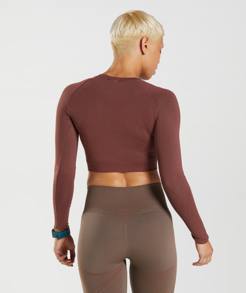 Gymshark Apex Seamless Női Vágott Felsők Sötétbarna | HU-L-375
