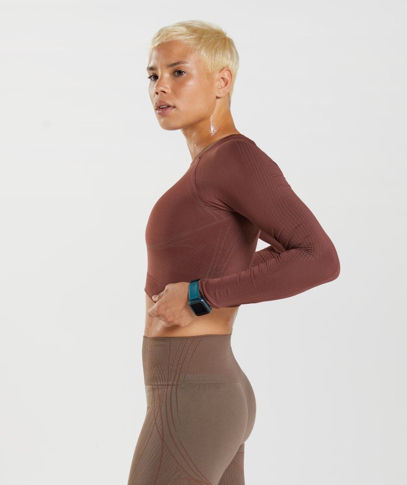 Gymshark Apex Seamless Női Vágott Felsők Sötétbarna | HU-L-375