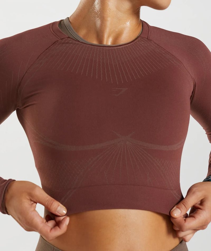 Gymshark Apex Seamless Női Vágott Felsők Sötétbarna | HU-L-375