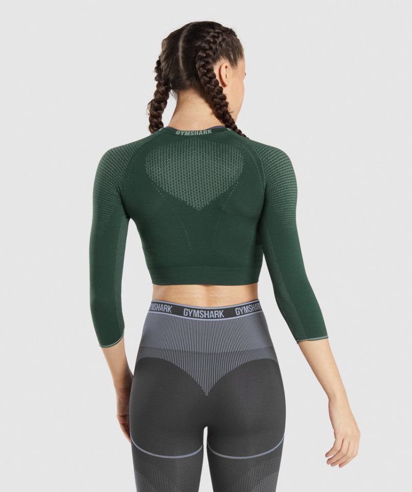 Gymshark Apex Seamless Női Vágott Felsők Sötétzöld | HU-R-612