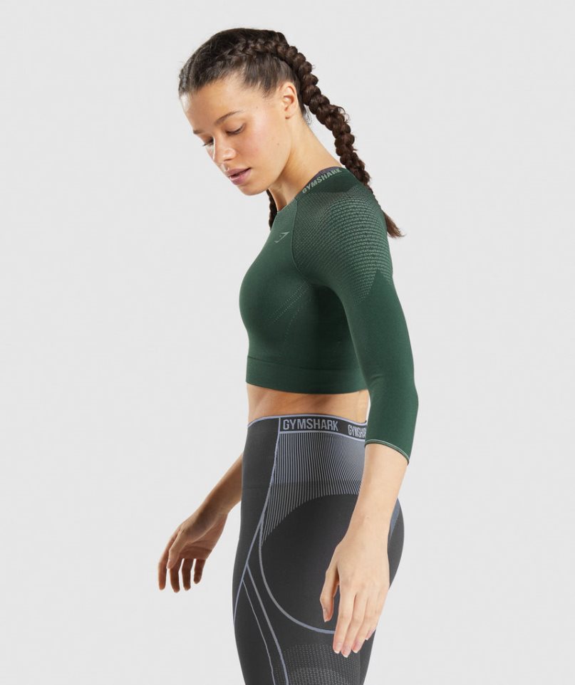 Gymshark Apex Seamless Női Vágott Felsők Sötétzöld | HU-R-612