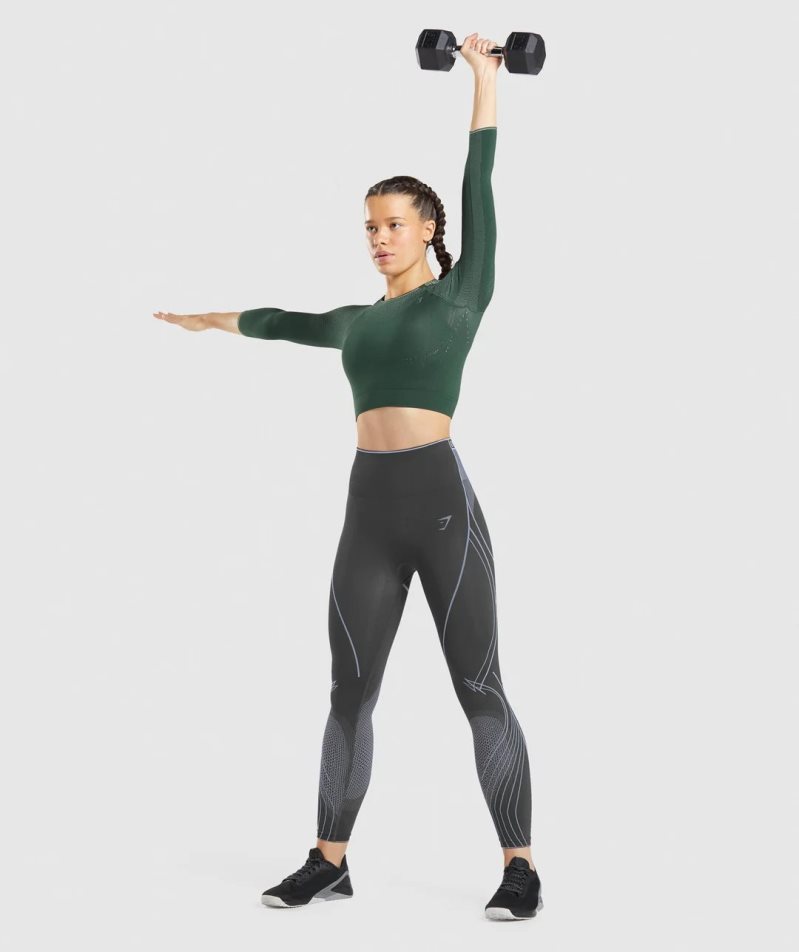 Gymshark Apex Seamless Női Vágott Felsők Sötétzöld | HU-R-612