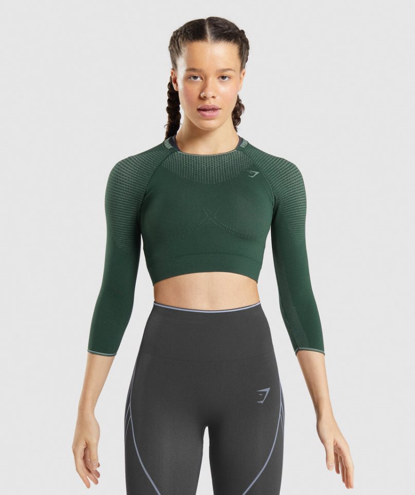 Gymshark Apex Seamless Női Vágott Felsők Sötétzöld | HU-R-612