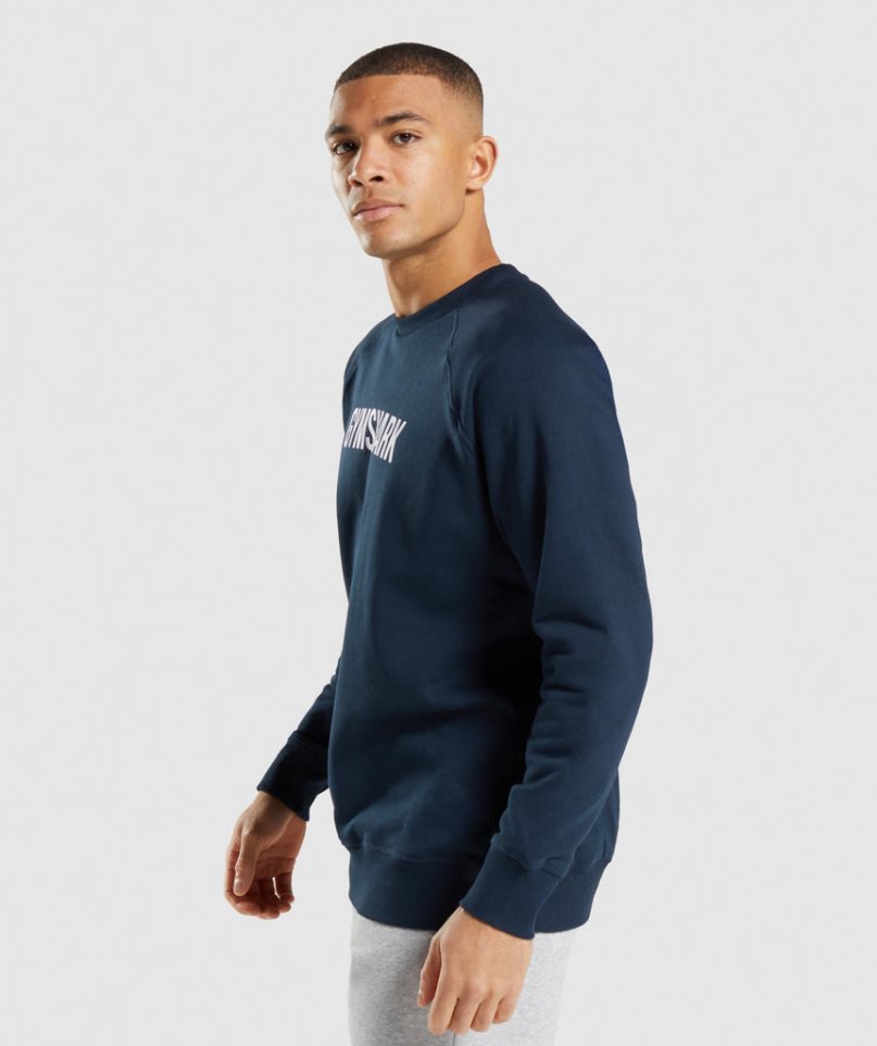 Gymshark Apollo Crew Férfi Pulóverek Sötétkék | HU-U-031