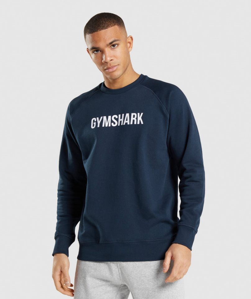 Gymshark Apollo Crew Férfi Pulóverek Sötétkék | HU-U-031