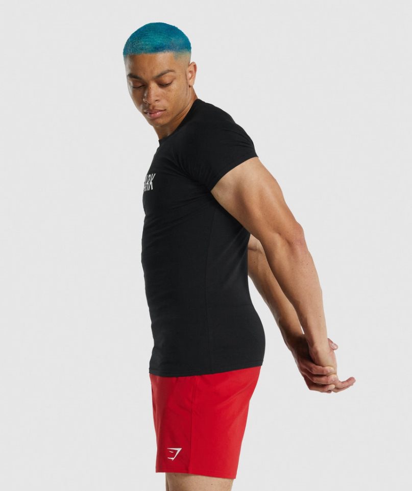 Gymshark Apollo Férfi Póló Fekete | HU-M-371