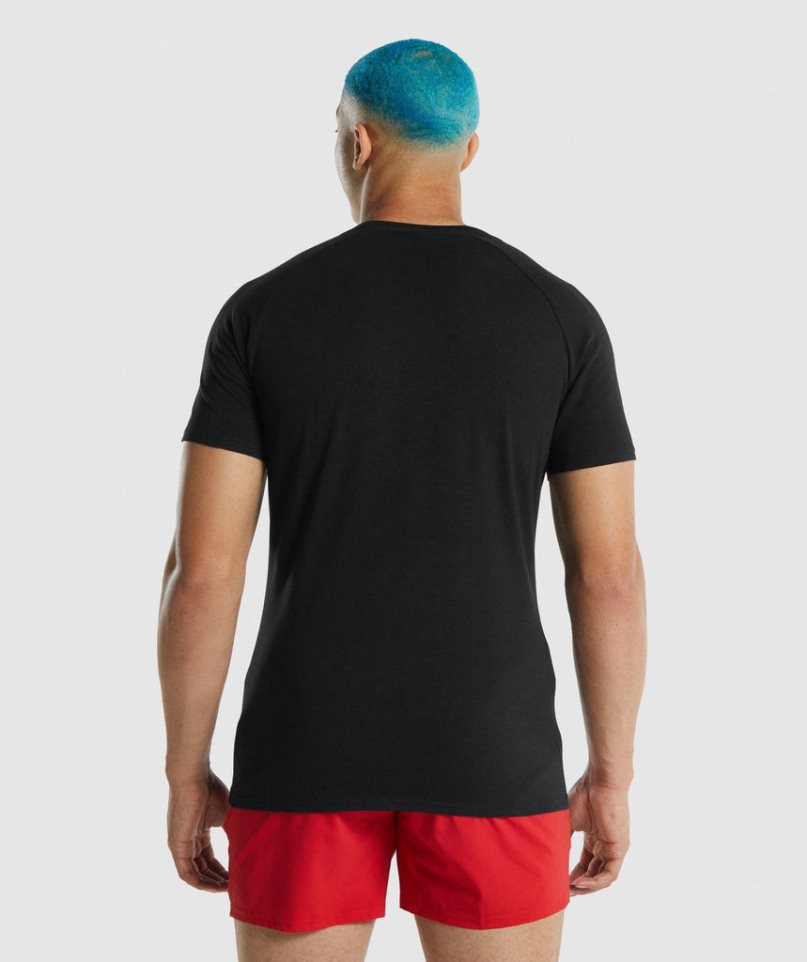 Gymshark Apollo Férfi Póló Fekete | HU-V-504
