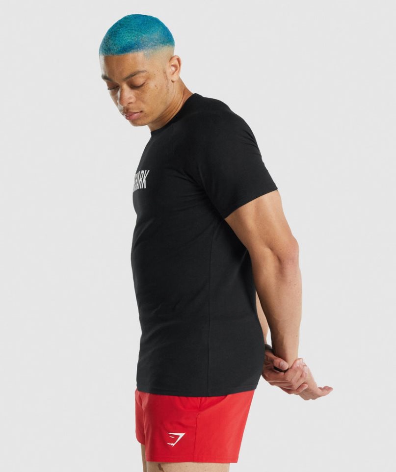 Gymshark Apollo Férfi Póló Fekete | HU-V-504