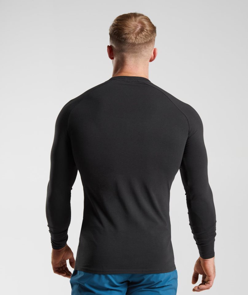Gymshark Apollo Long Sleeve Férfi Póló Fekete | HU-A-287
