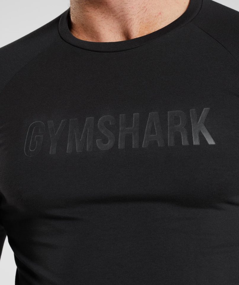 Gymshark Apollo Long Sleeve Férfi Póló Fekete | HU-A-287