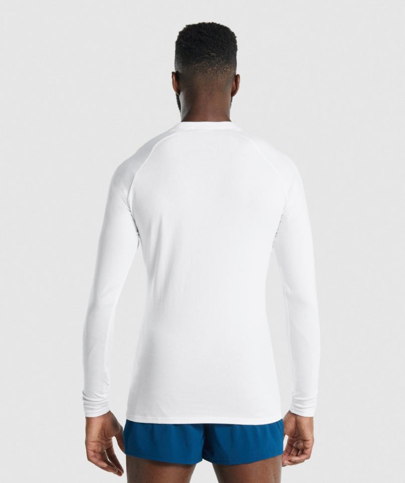 Gymshark Apollo Long Sleeve Férfi Póló Fehér | HU-G-631