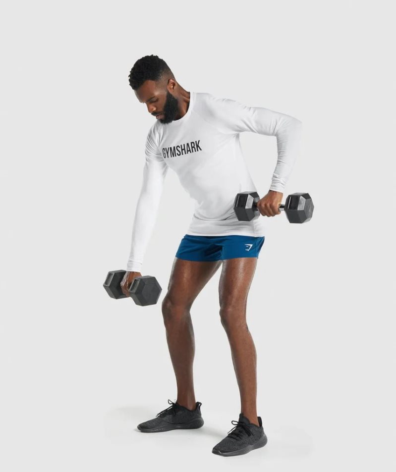 Gymshark Apollo Long Sleeve Férfi Póló Fehér | HU-G-631