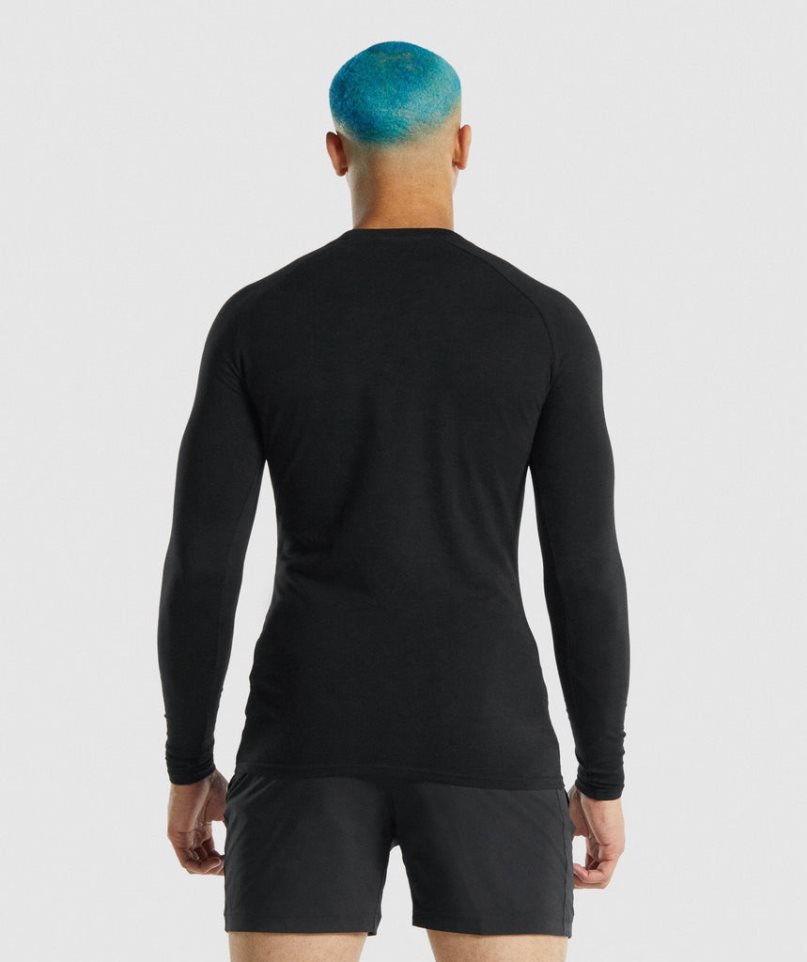 Gymshark Apollo Long Sleeve Férfi Póló Fekete | HU-Z-096