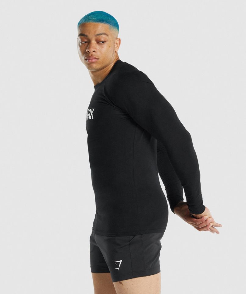 Gymshark Apollo Long Sleeve Férfi Póló Fekete | HU-Z-096