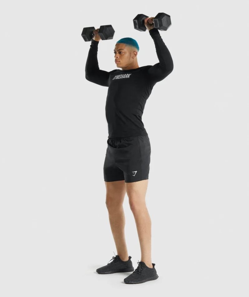 Gymshark Apollo Long Sleeve Férfi Póló Fekete | HU-Z-096