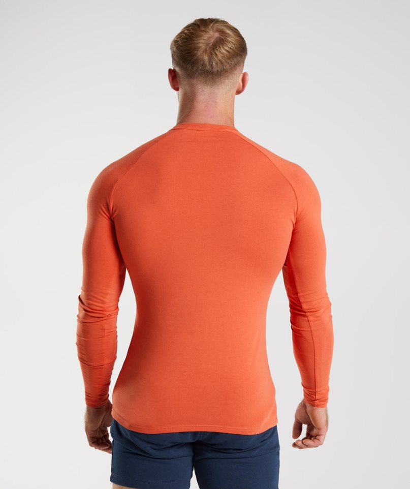 Gymshark Apollo Long Sleeve Férfi Póló Narancssárga | HU-T-325