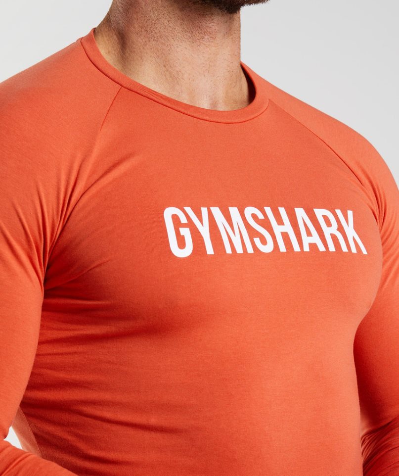 Gymshark Apollo Long Sleeve Férfi Póló Narancssárga | HU-T-325