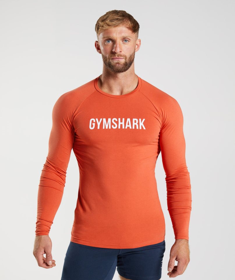 Gymshark Apollo Long Sleeve Férfi Póló Narancssárga | HU-T-325