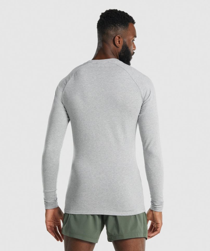 Gymshark Apollo Long Sleeve Férfi Póló Világos Szürke | HU-N-786