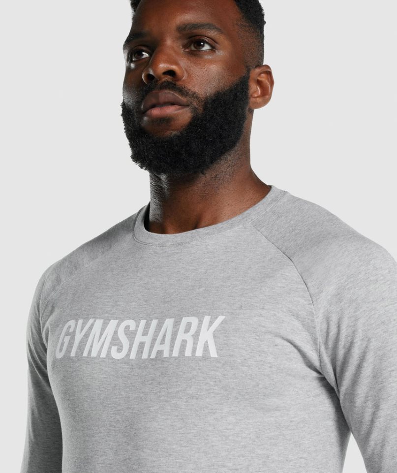 Gymshark Apollo Long Sleeve Férfi Póló Világos Szürke | HU-N-786