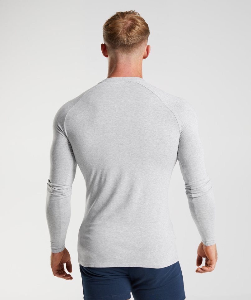 Gymshark Apollo Long Sleeve Férfi Póló Világos Szürke | HU-O-982