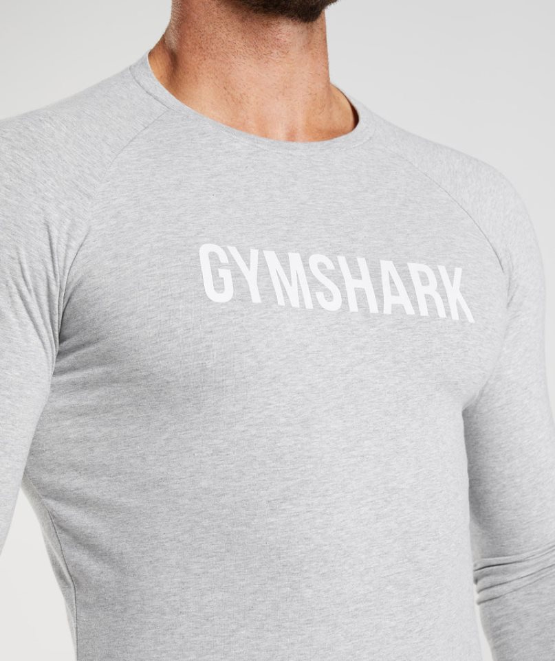 Gymshark Apollo Long Sleeve Férfi Póló Világos Szürke | HU-O-982
