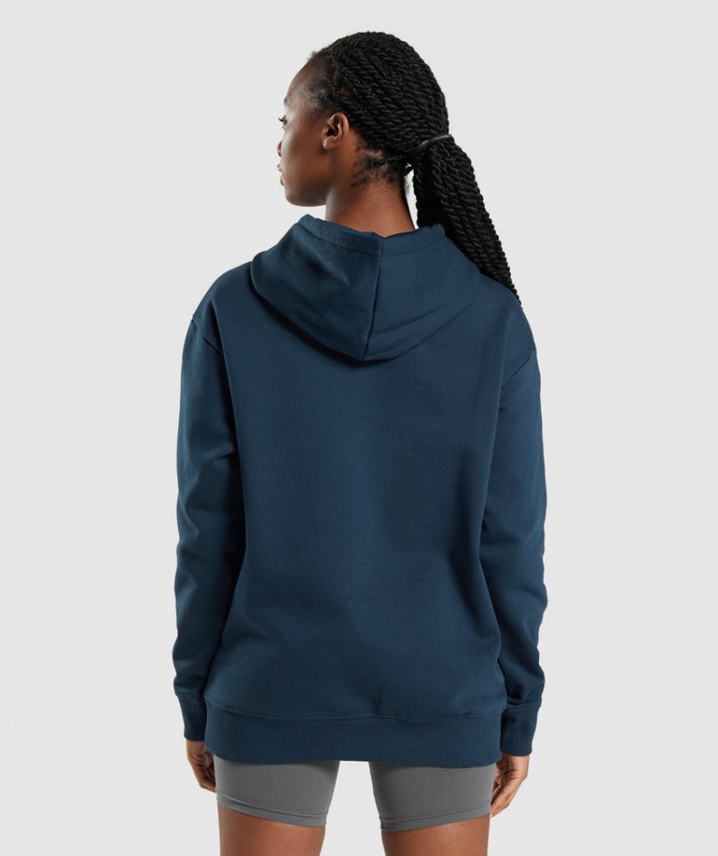 Gymshark Apollo Oversized Női Kapucnis Pulóver Sötétkék | HU-T-384