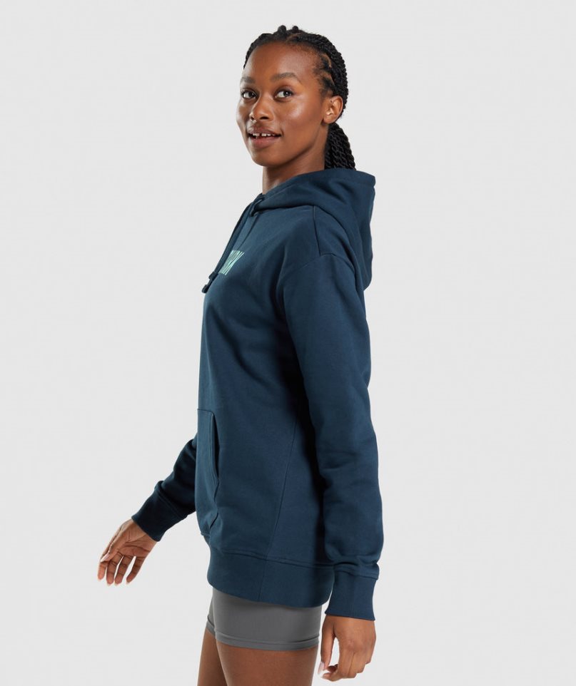 Gymshark Apollo Oversized Női Kapucnis Pulóver Sötétkék | HU-T-384