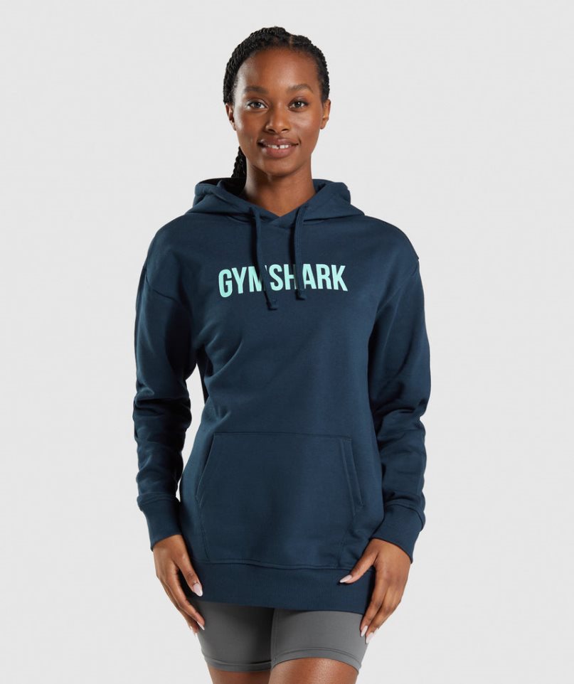 Gymshark Apollo Oversized Női Kapucnis Pulóver Sötétkék | HU-T-384