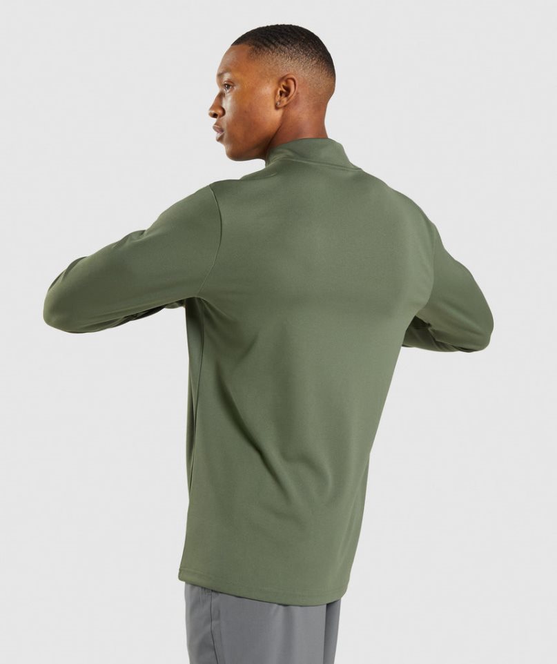 Gymshark Arrival 1/4 Zip Férfi Pulóverek Olivazöld | HU-C-641