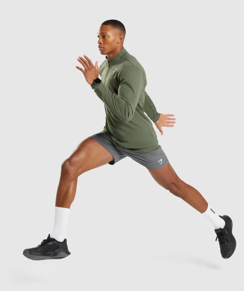 Gymshark Arrival 1/4 Zip Férfi Pulóverek Olivazöld | HU-C-641