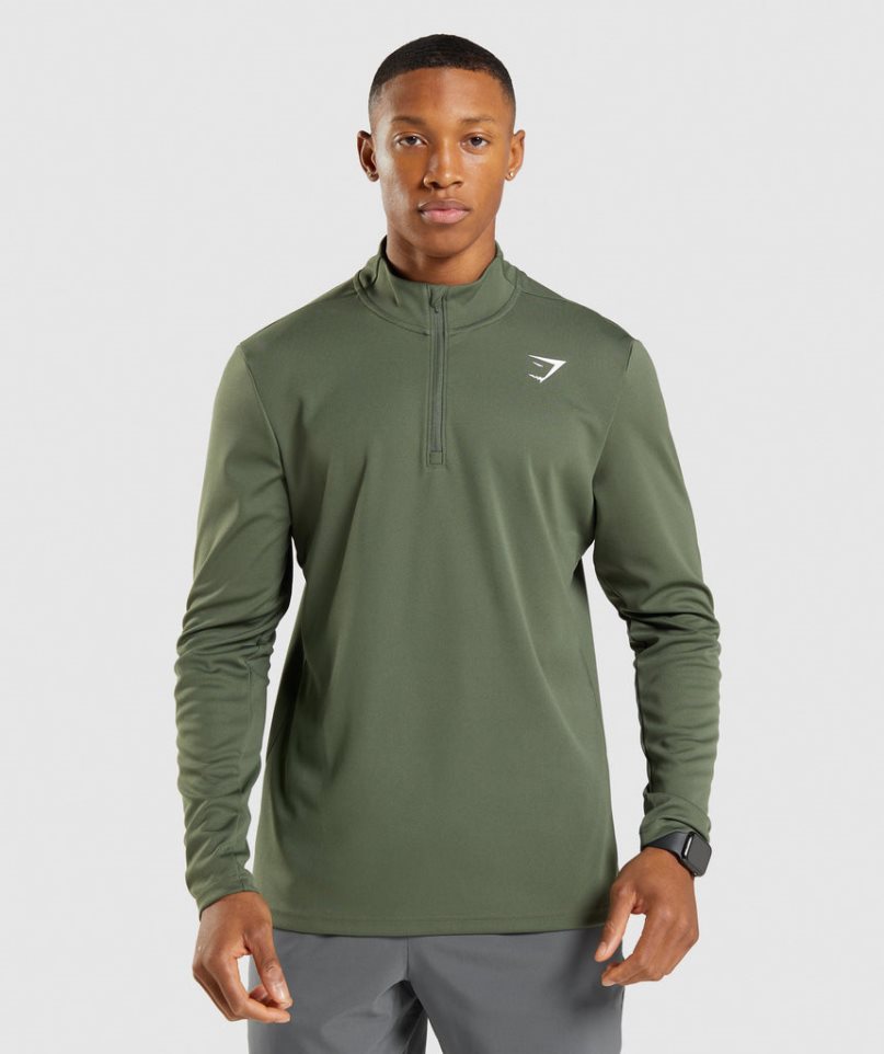 Gymshark Arrival 1/4 Zip Férfi Pulóverek Olivazöld | HU-C-641