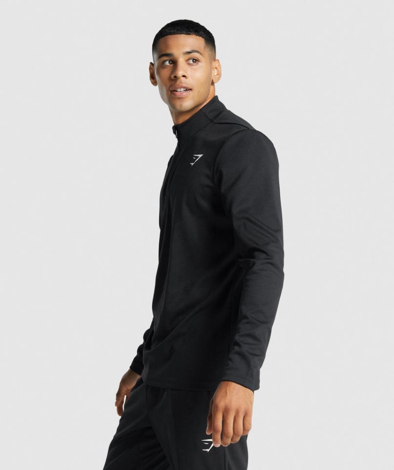 Gymshark Arrival 1/4 Zip Férfi Pulóverek Fekete | HU-R-591