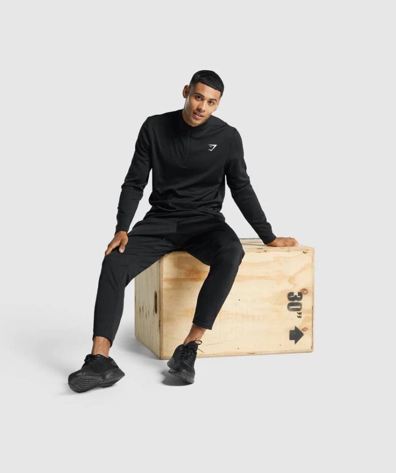 Gymshark Arrival 1/4 Zip Férfi Pulóverek Fekete | HU-R-591