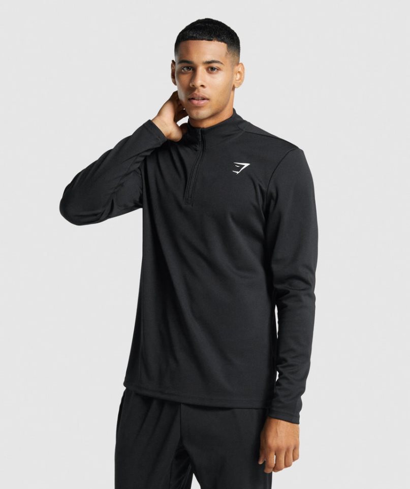 Gymshark Arrival 1/4 Zip Férfi Pulóverek Fekete | HU-R-591