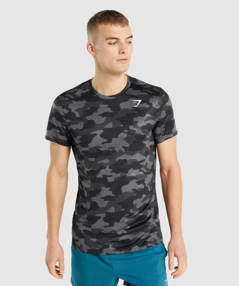 Gymshark Arrival Férfi Póló Camo | HU-F-517