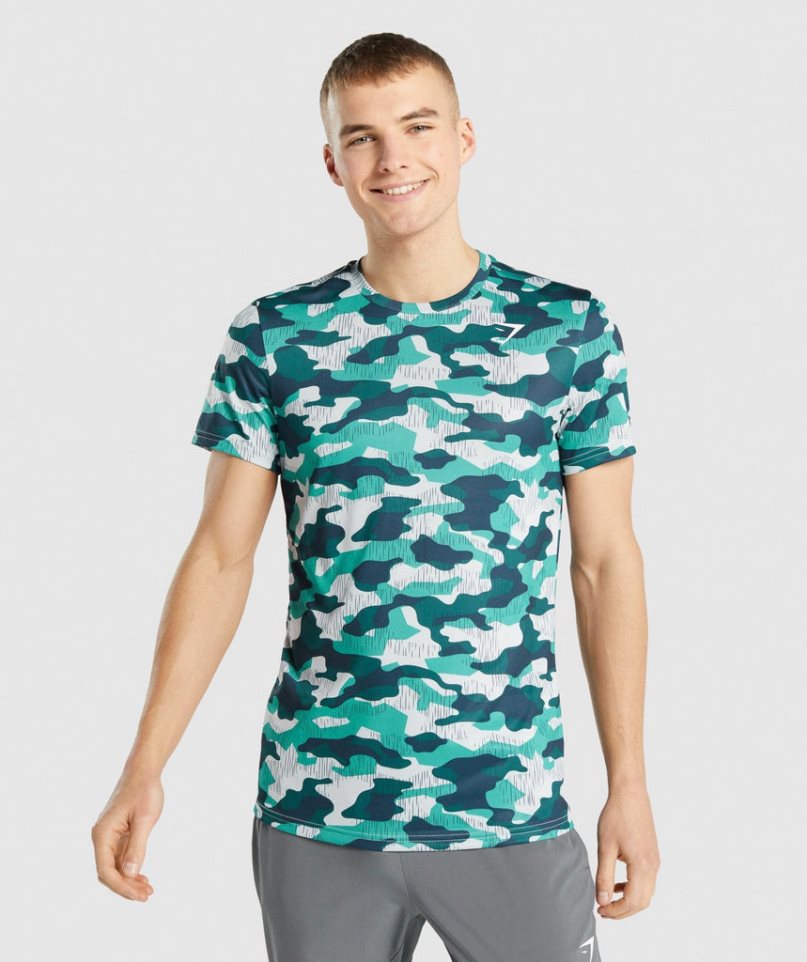 Gymshark Arrival Férfi Póló Camo | HU-M-983