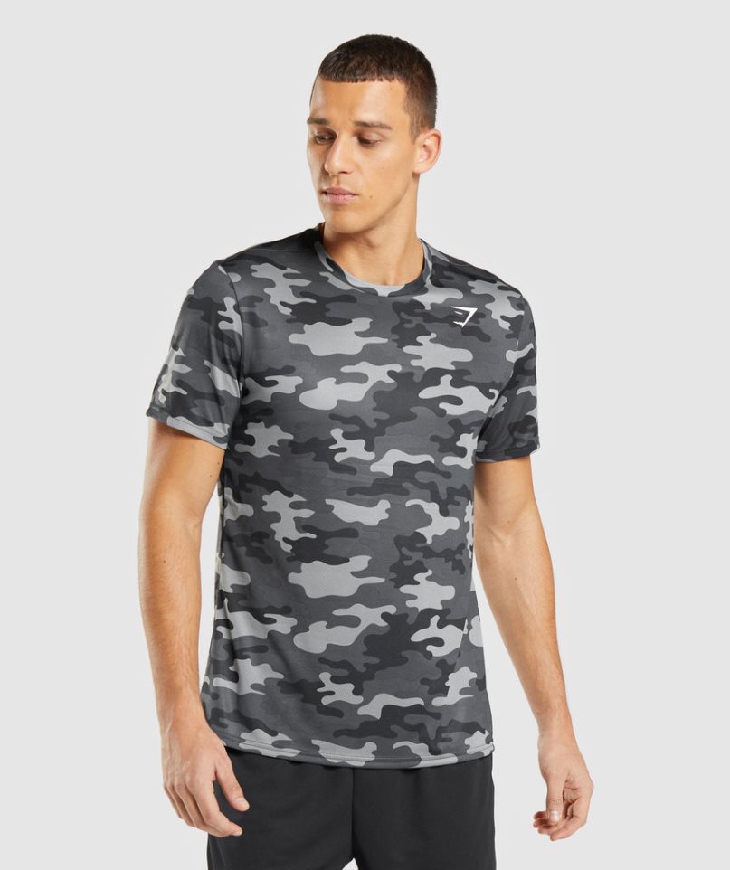 Gymshark Arrival Férfi Póló Camo | HU-X-189