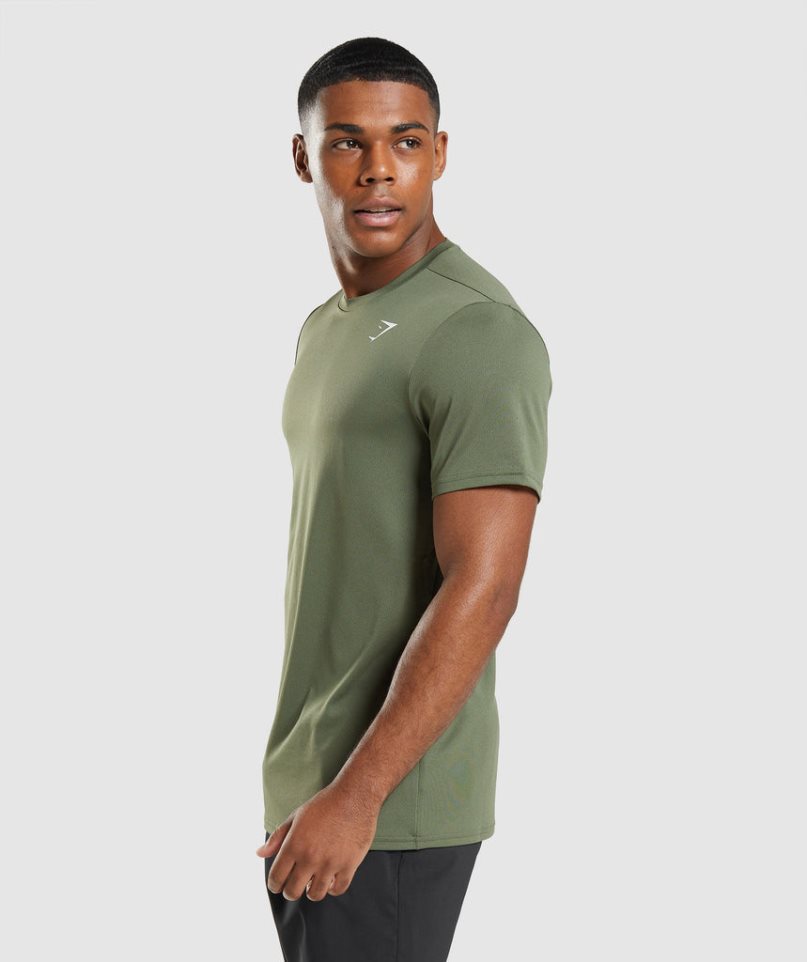Gymshark Arrival Férfi Póló Olivazöld | HU-K-875