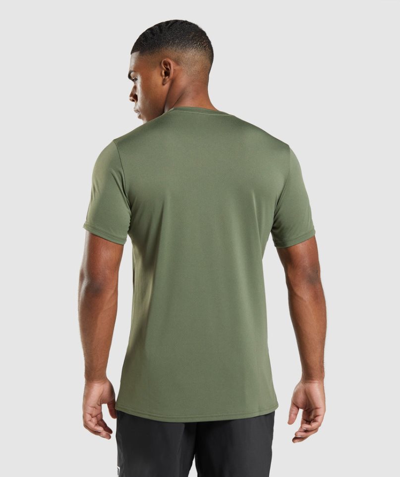 Gymshark Arrival Férfi Póló Olivazöld | HU-K-875